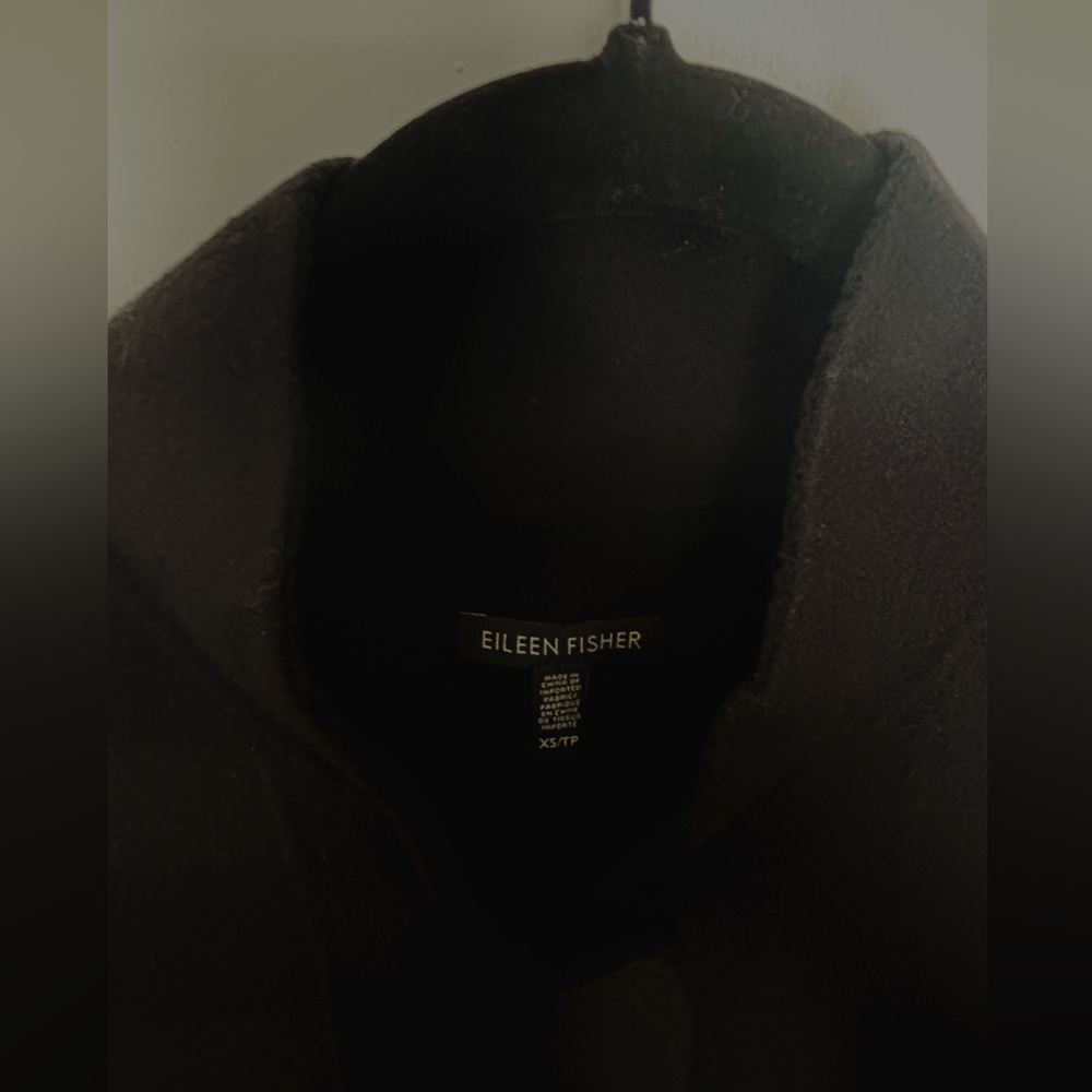 EILEEN FISHER VINTAGE BLACK WOOL SWING COAT (NEHRU) STAND UP COLLAR SZ XS- S - Picture 8 of 16